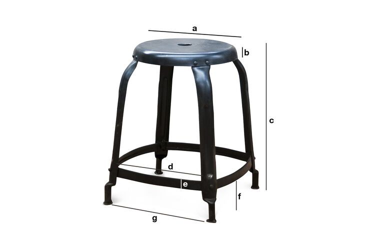 Dimensiones del producto Taburete estudio negro mate con remaches