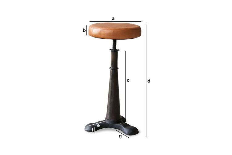 Dimensiones del producto Taburete de sastre ajustable con asiento de cuero Tupelo
