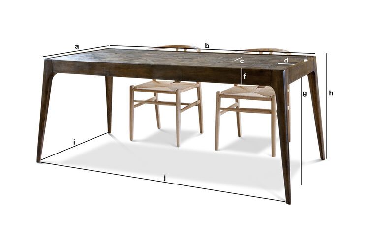 Productafmetingen Iepenhouten eetkamertafel Tabüto