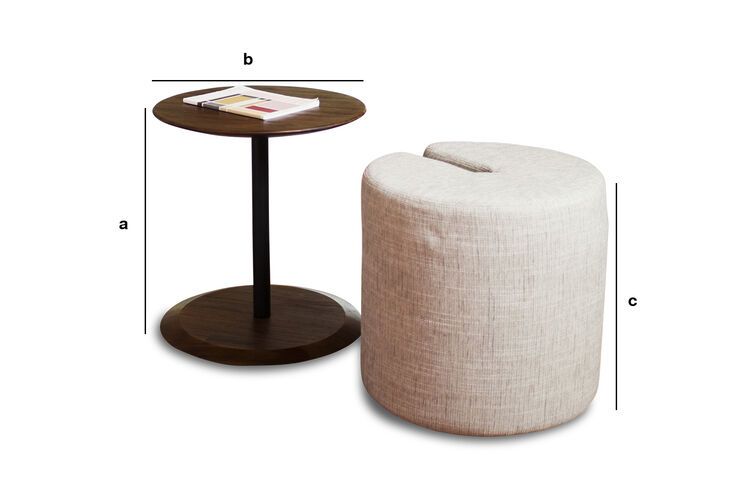 Dimensioni del prodotto Tavolino d'appoggio in legno con pouf Victor