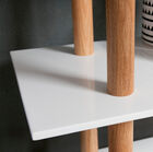 A beautiful contrast appears between the wood and the white paint.