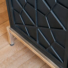 The base is made of gold metal and blends perfectly with the black.