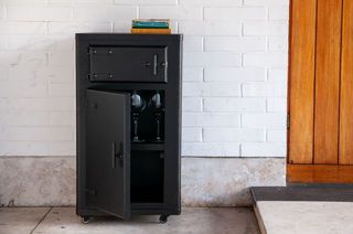 Black metal wardrobe