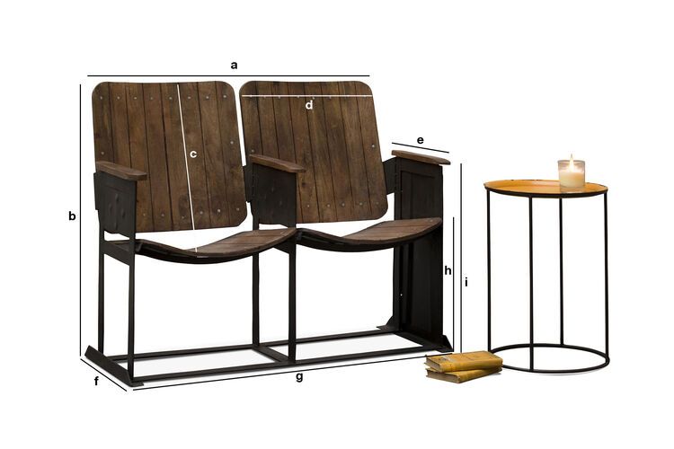 Produktdimensionen Doppelter Holztheatersitz Hobbs