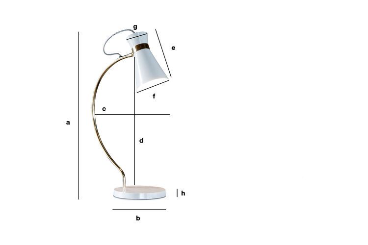 Produktdimensionen Weiße Metall-Tischlampe Gasvik