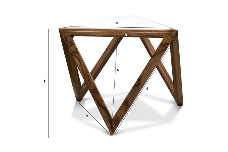 Product Dimensions Triangular side table Marmori