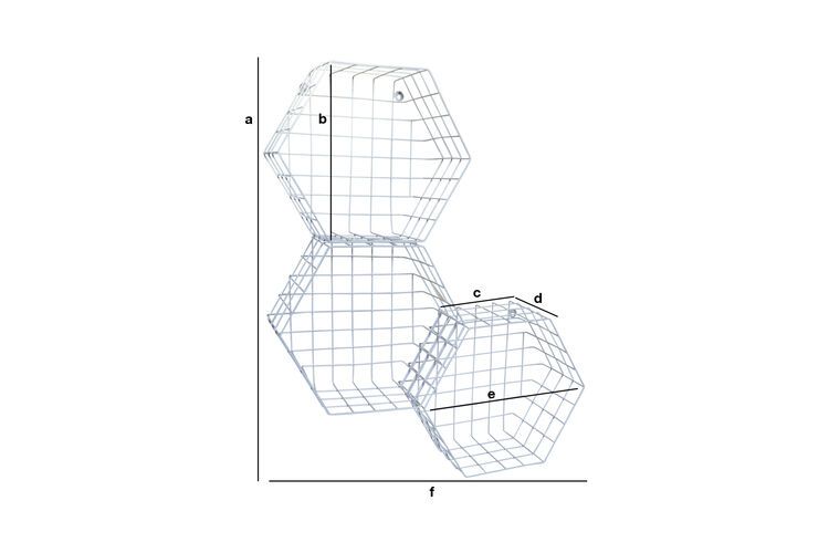 Dimensions du produit Trio de rangement en métal blanc Léa
