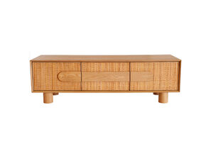 TV cabinet in light wood with rattan doors Avena