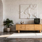 TV cabinet in light wood with rattan doors Avena