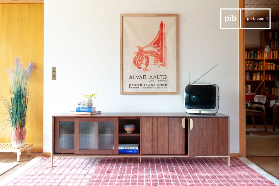 TV-meubel van donker hout Aurora