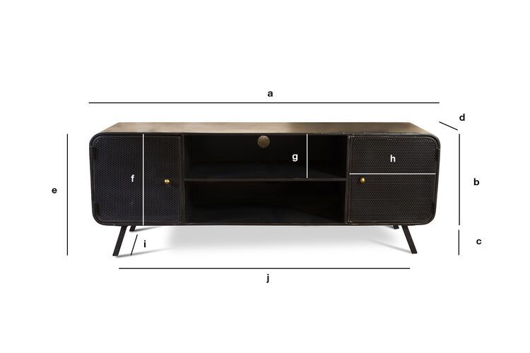 Produktdimensionen Schwarzer Metall-TV-Schrank Minoterie