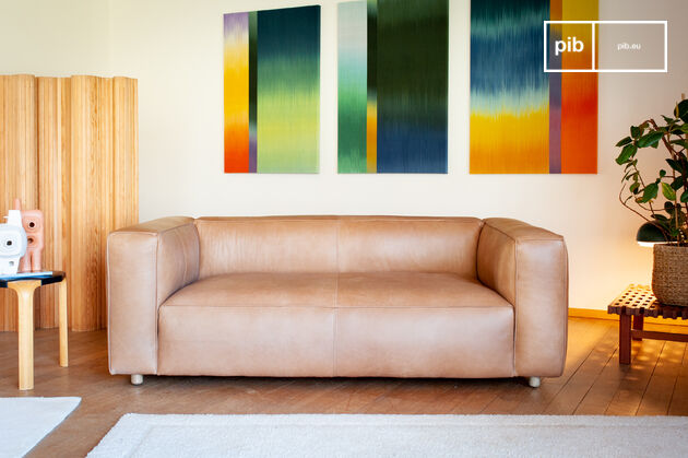 Two-seater sofa in camel leather Krieger