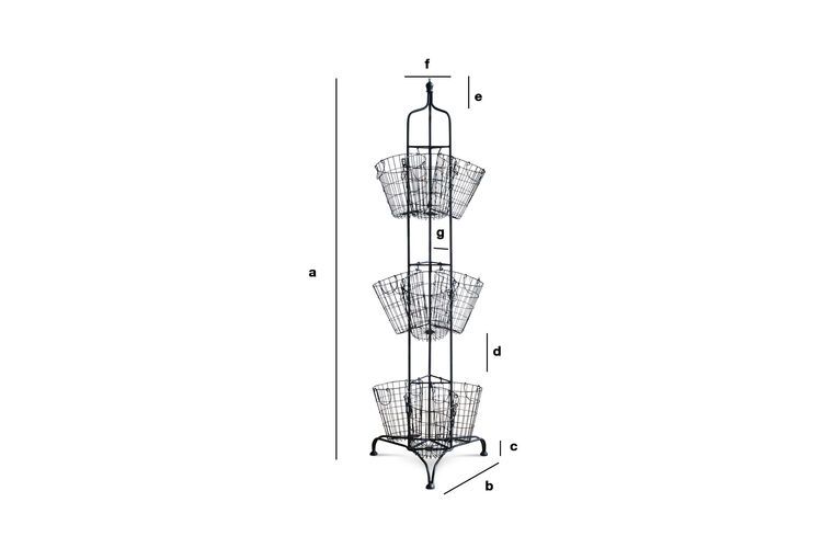 Product Dimensions Vertical support with 9 metal baskets