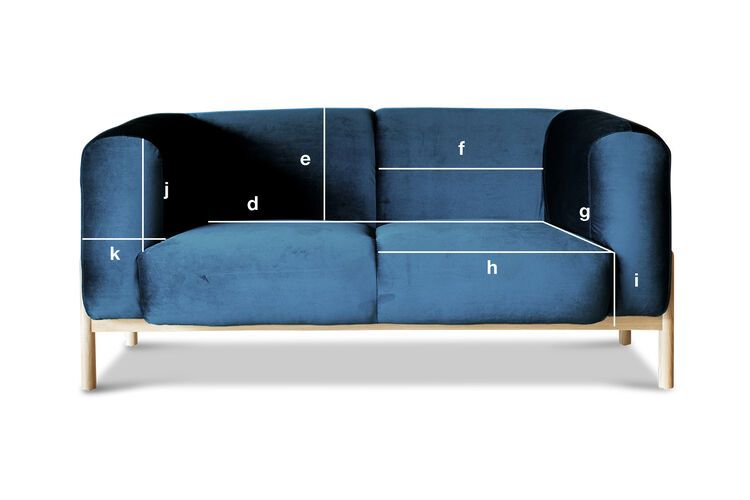 Productafmetingen 2-zits bank van blauw fluweel Viela