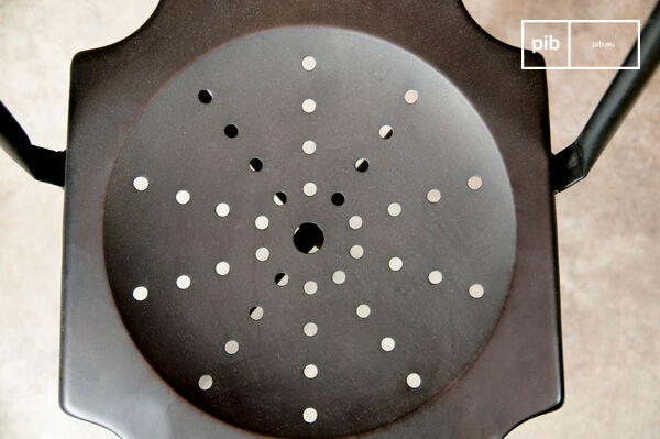 The chair has a very dark grey varnished finish.