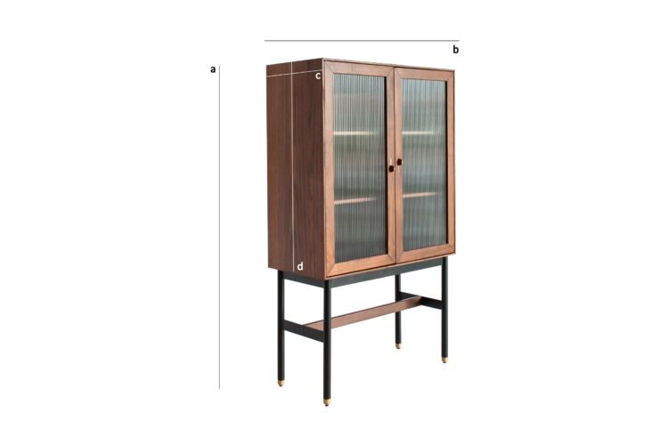 Produktdimensionen Vitrine aus geriffeltem Glas und Walnussholz Velina