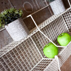 The shelf has several storage spaces.