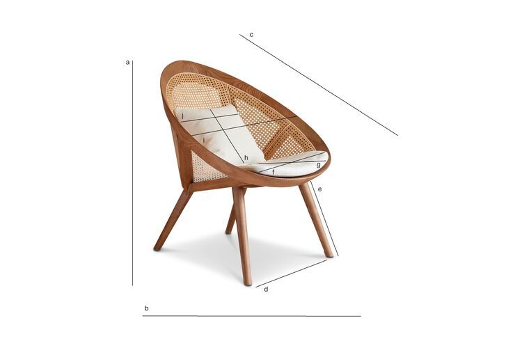 Product Dimensions Honey oak-colored solid ash armchair with wicker Cocon