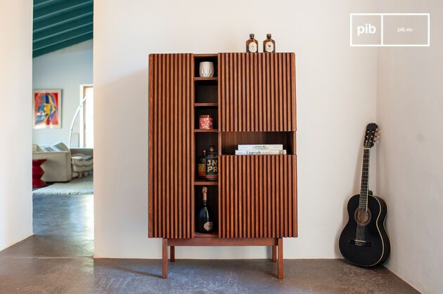 Walnut-tone wood high sideboard Pillar