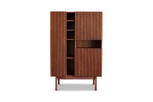 Walnut-tone wood high sideboard Pillar