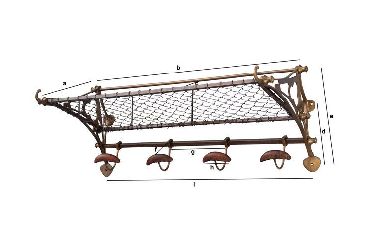 Produktdimensionen Wandgarderobe im Eisenbahn-Stil