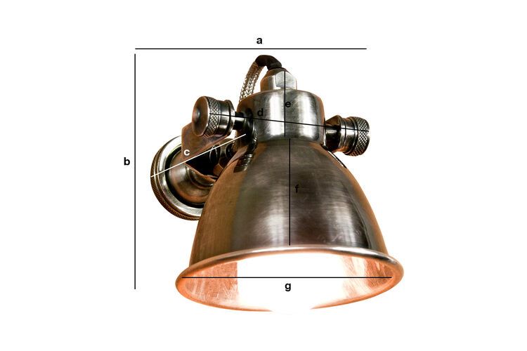 Produktdimensionen Silberne Metall-Wandleuchte mit Schraubbasis Bistrot