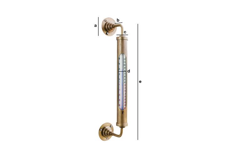 Produktdimensionen Wandmontiertes Messingthermometer Gold