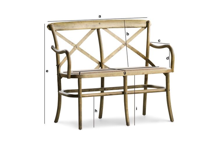 Product Dimensions White wooden bench Pampelune