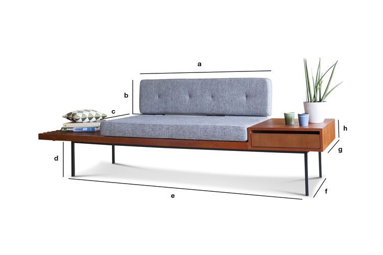 Product Dimensions Large Scandinavian bench with drawer Inez