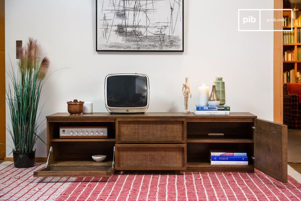 The unit has multiple practical storage spaces.