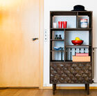 Beautiful dark wooden bookcase.
