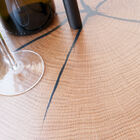 Elegant round metal tray covered with a light oak leaf.