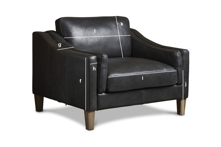 Productafmetingen Zwart Heidsieck leren fauteuil