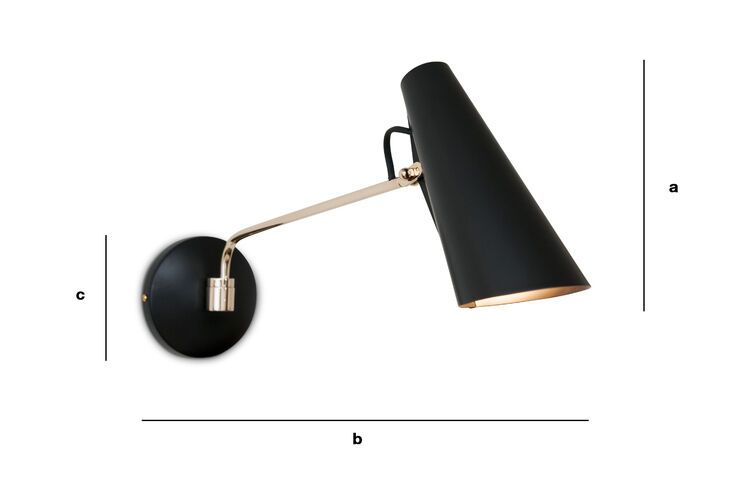 Productafmetingen Zwarte wandlamp Birdy