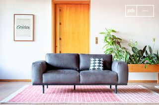 Zweisitzer Sofa aus grauem Leder Almond