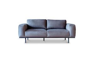 Zweisitzer Sofa aus grauem Leder Almond